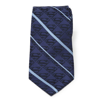 DC Superman Stripe Pattern Blue Silk Men&