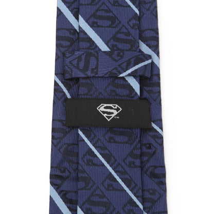 DC Superman Stripe Pattern Blue Silk Men&