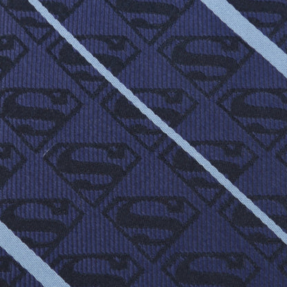 DC Superman Stripe Pattern Blue Silk Men&