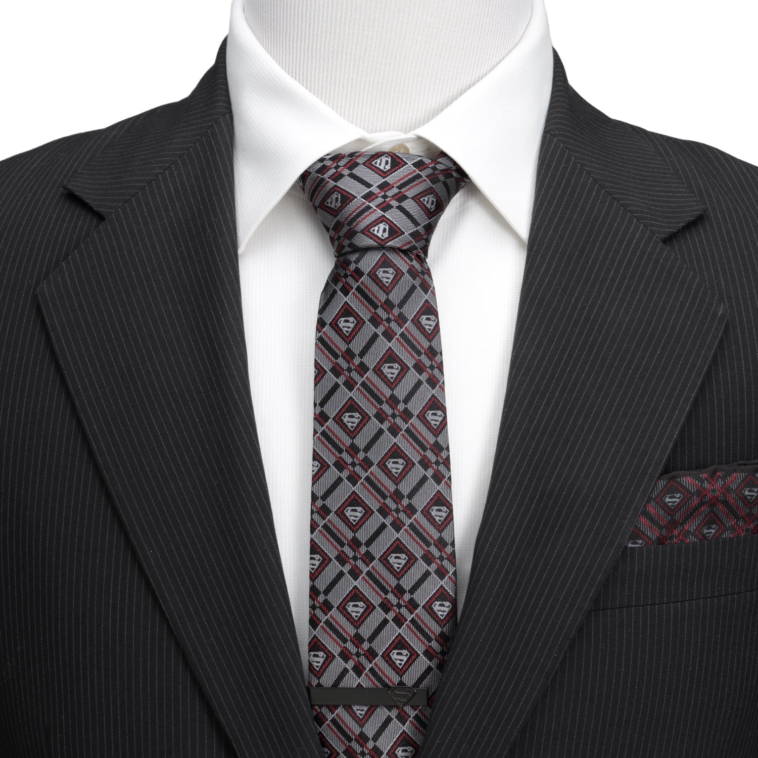 DC Superman Geometric Gray Silk Men&
