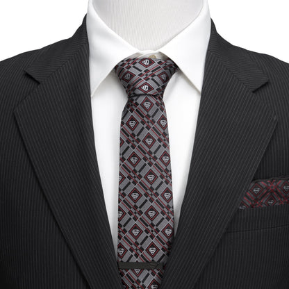 DC Superman Geometric Gray Silk Men&