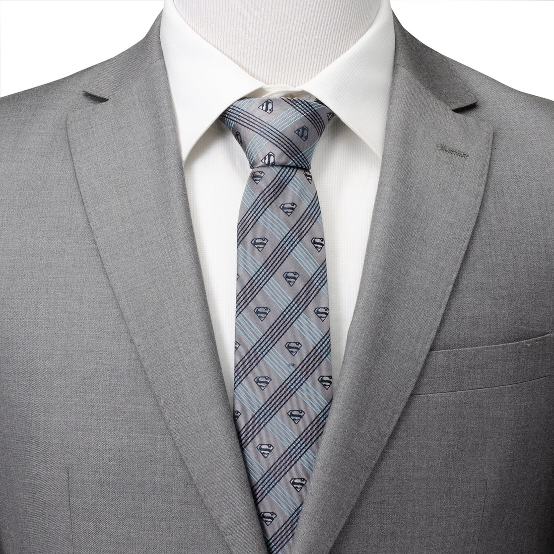 DC Superman Gray Plaid Tie by Cufflinks.com