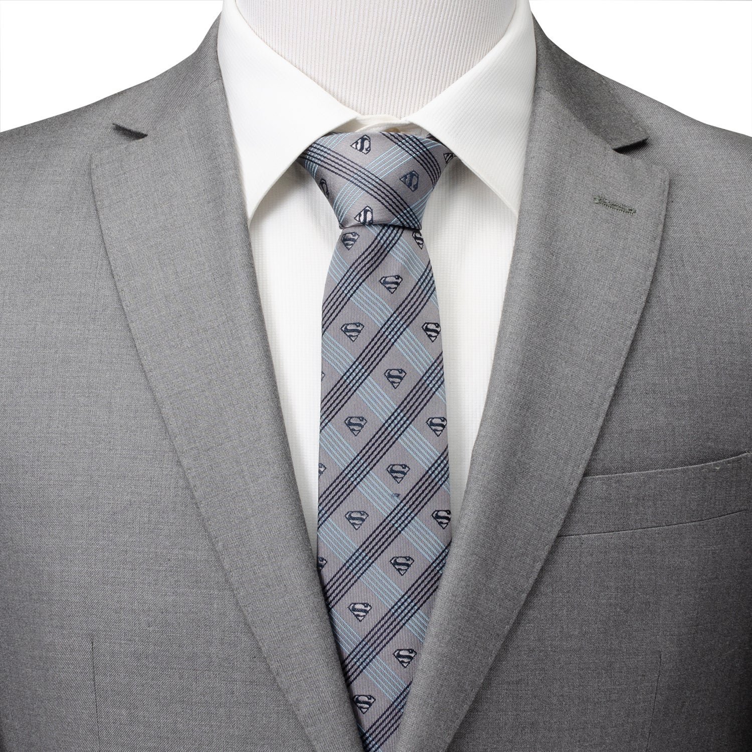 DC Superman Gray Plaid Tie by Cufflinks.com