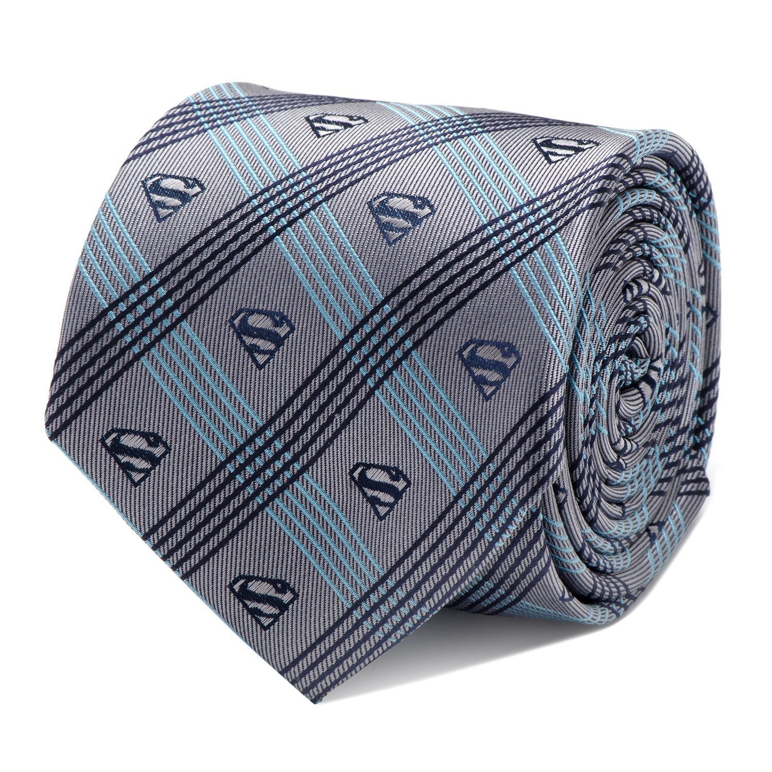 DC Superman Gray Plaid Tie by Cufflinks.com