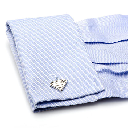 DC Superman Shield Silver Cufflinks by Cufflinks.com