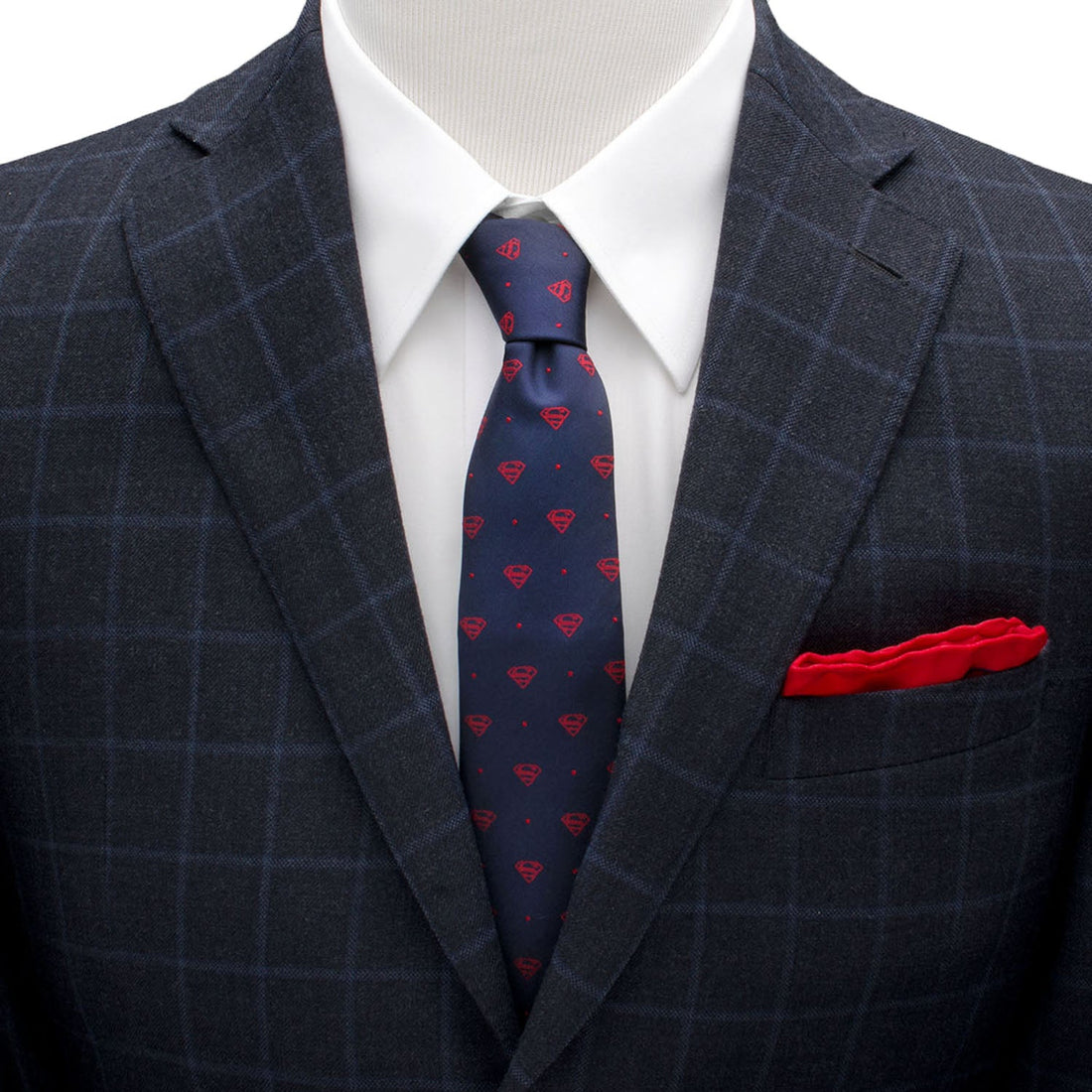 DC Superman Shield Navy and Red Dot Tie by Cufflinks.com
