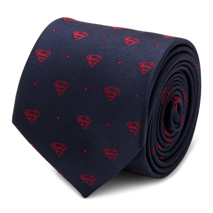 DC Superman Shield Navy and Red Dot Tie by Cufflinks.com