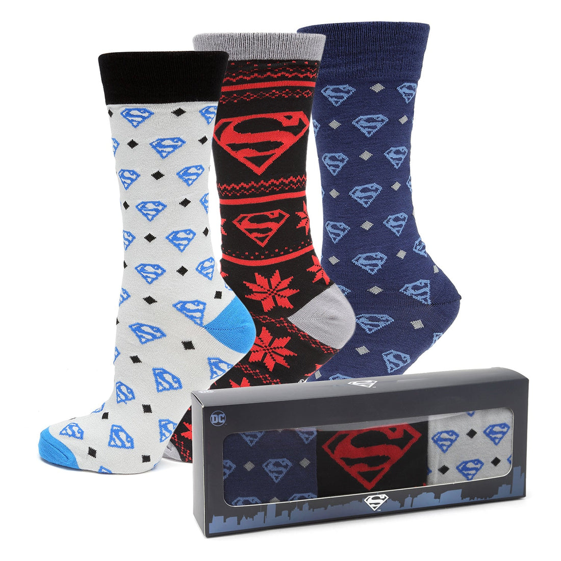 DC Superman 3 Pair Sock Gift Set by Cufflinks.com