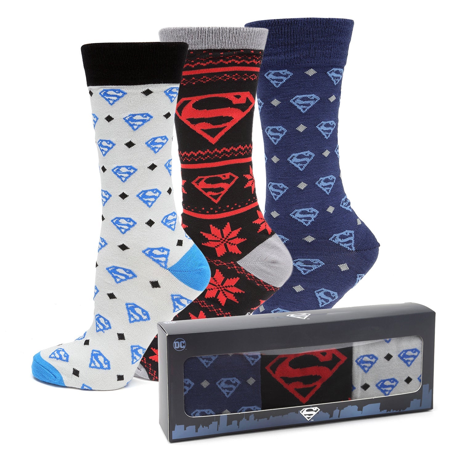 DC Superman 3 Pair Sock Gift Set by Cufflinks.com