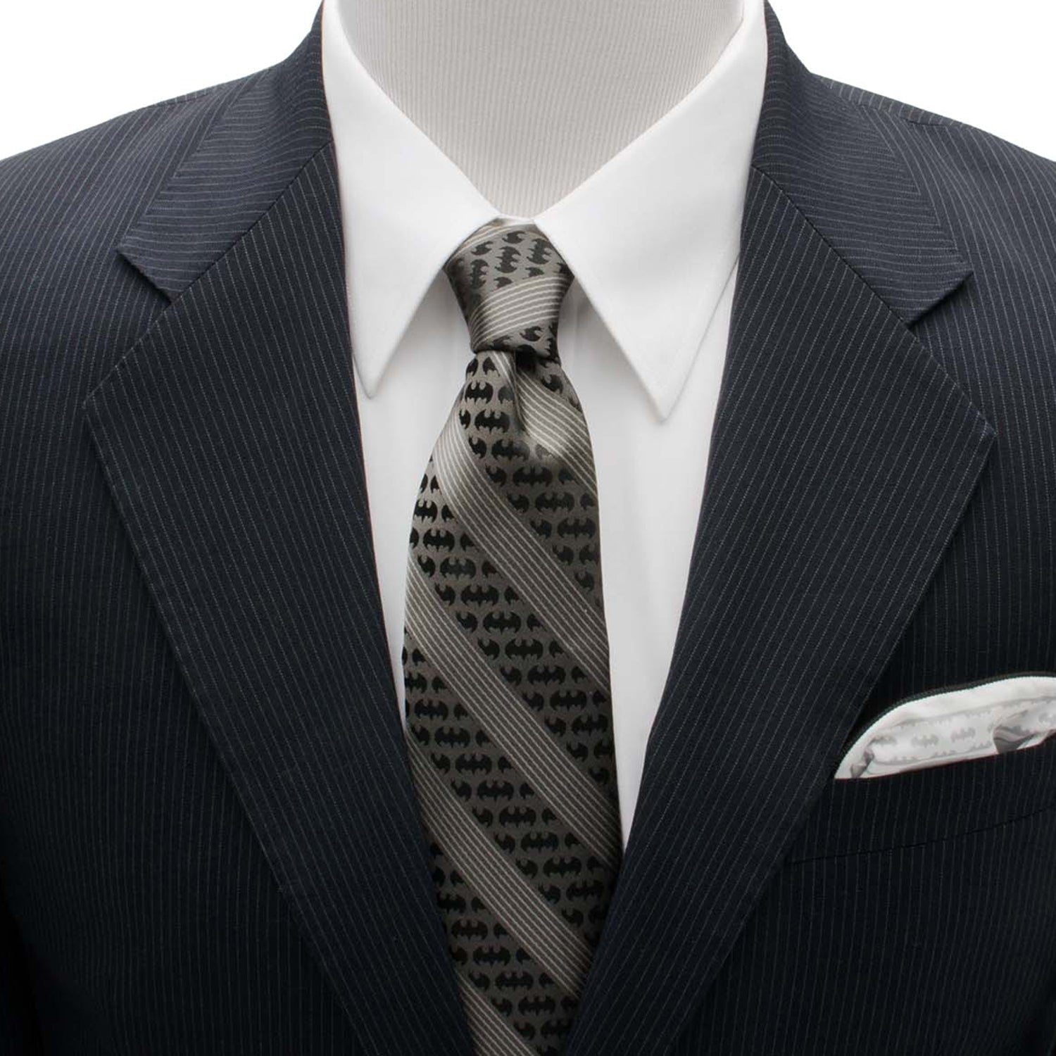 DC Batman Black Pinstripe Tie by Cufflinks.com