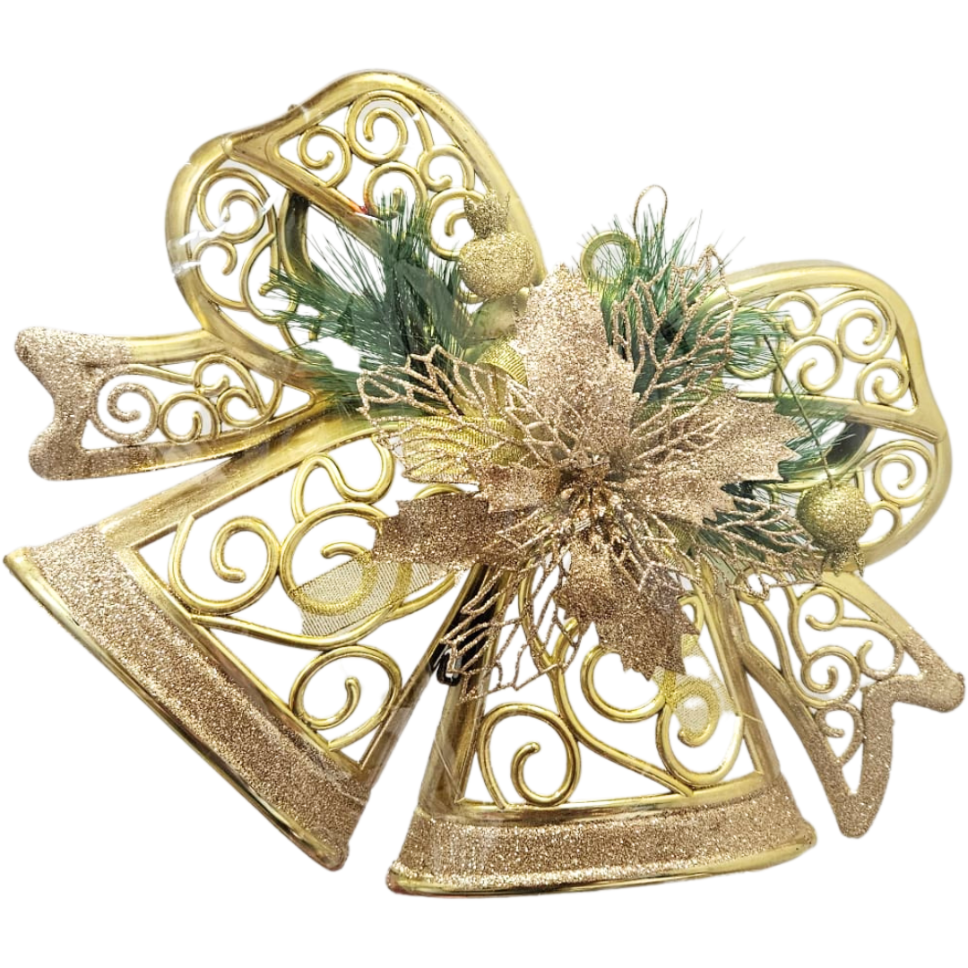 Decoración Navideña para Puerta – Lazo Metálico en Rojo o Dorado (AA2025-4-47) by Farmacias Savia