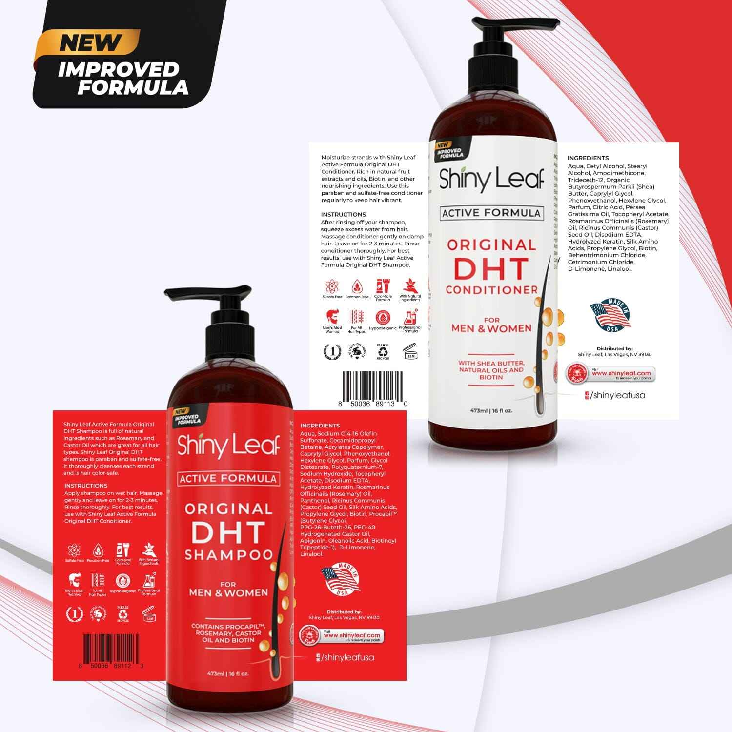 DHT Blocker Hair Loss Conditioner 16oz Active Formula with Biotin by Shiny Leaf