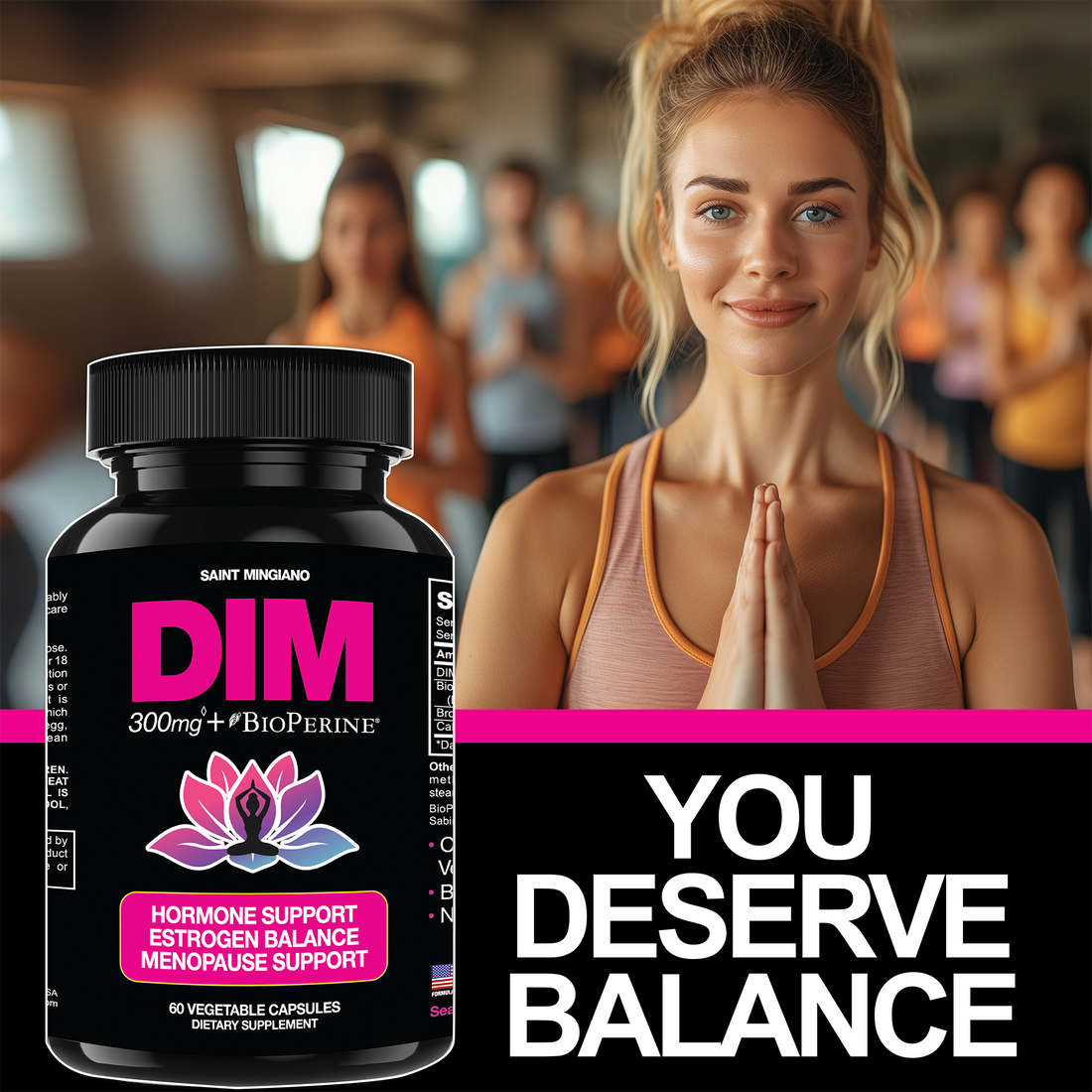 DIM Supplement 300 mg Supplements | Hormone Estrogen and Menopause Balance for Women