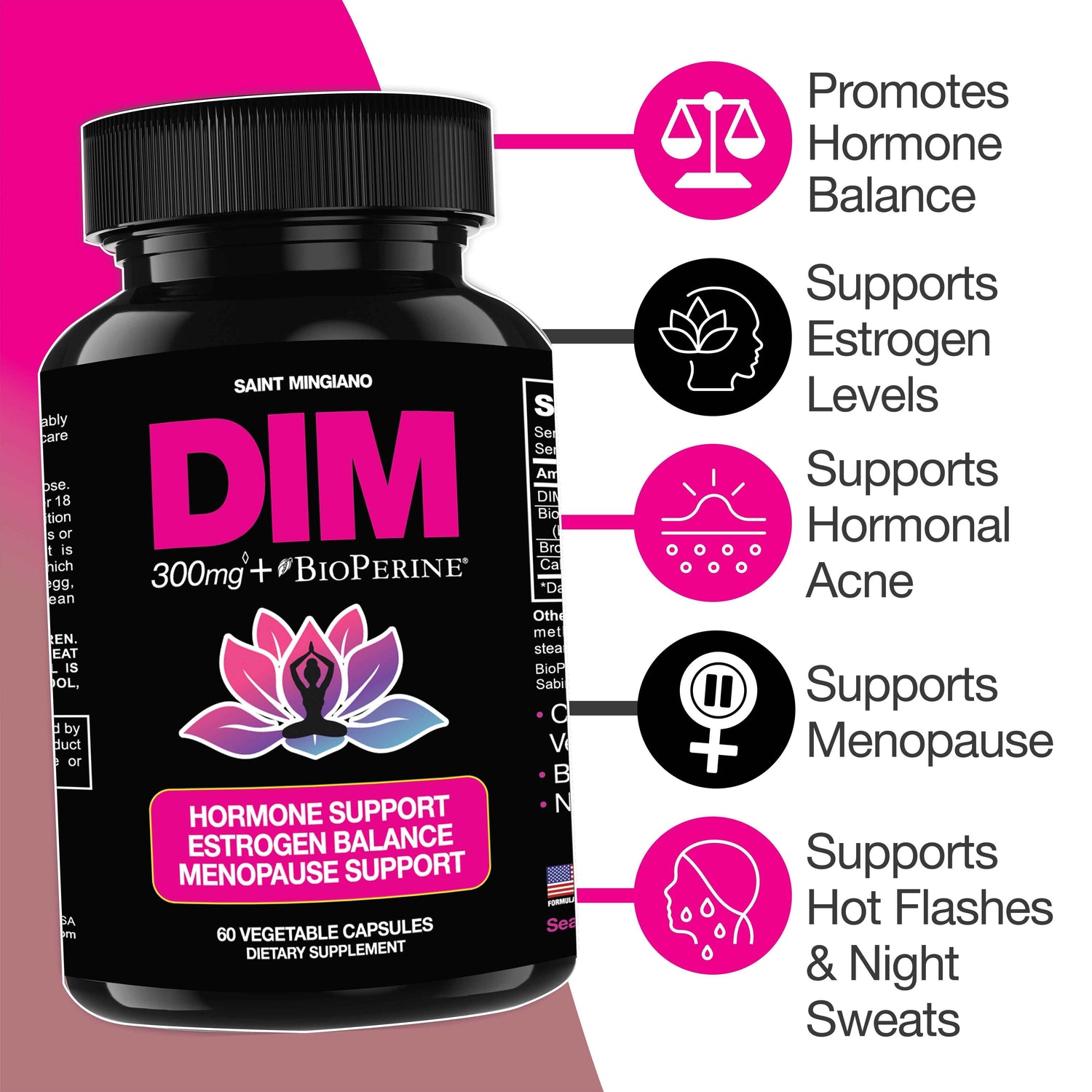DIM Supplement 300 mg Supplements | Hormone Estrogen and Menopause Balance for Women