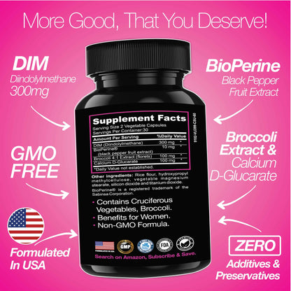 DIM Supplement 300 mg Supplements | Hormone Estrogen and Menopause Balance for Women