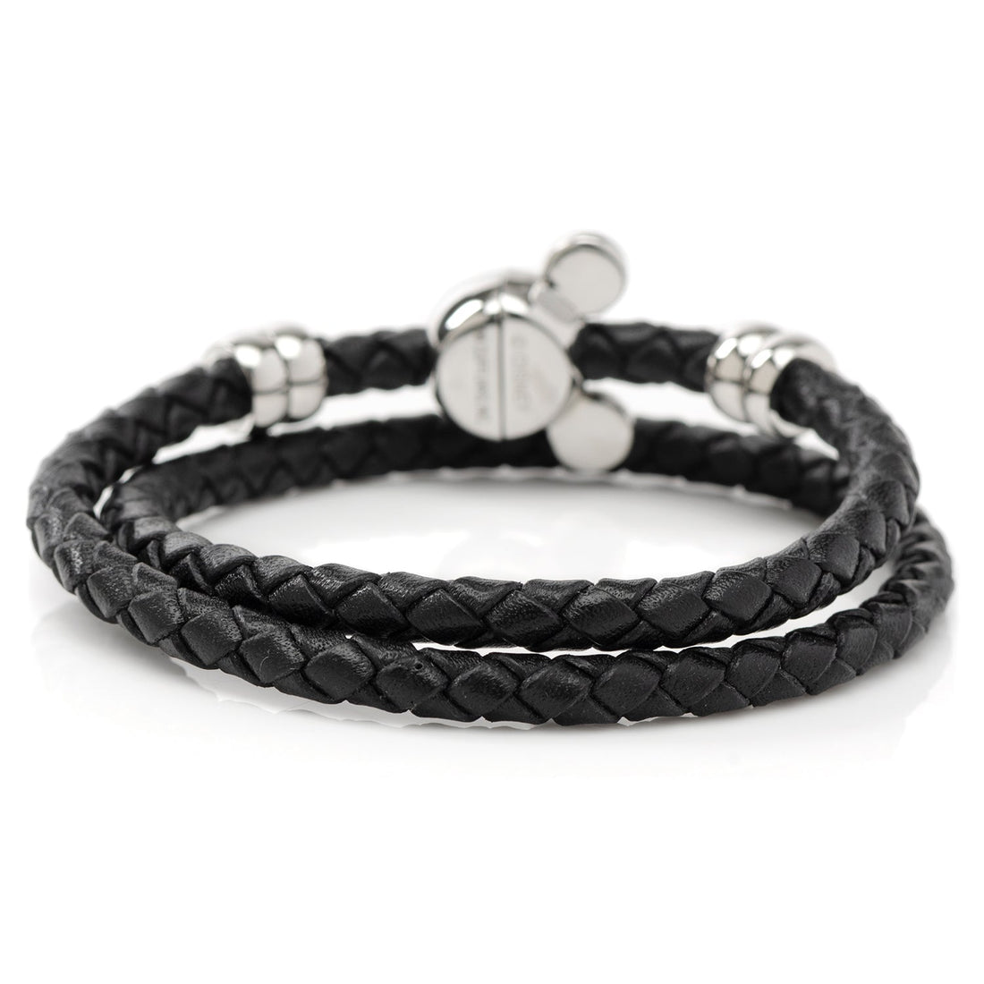 Disney Mickey Silhouette Black Double Wrapped Leather Bracelet by Cufflinks.com