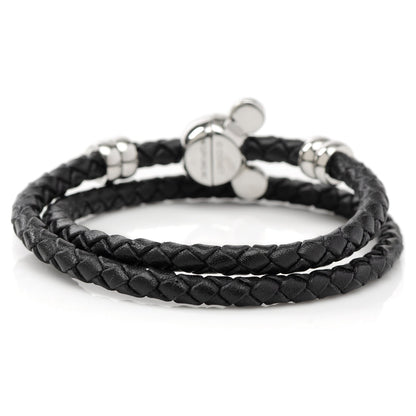 Disney Mickey Silhouette Black Double Wrapped Leather Bracelet by Cufflinks.com
