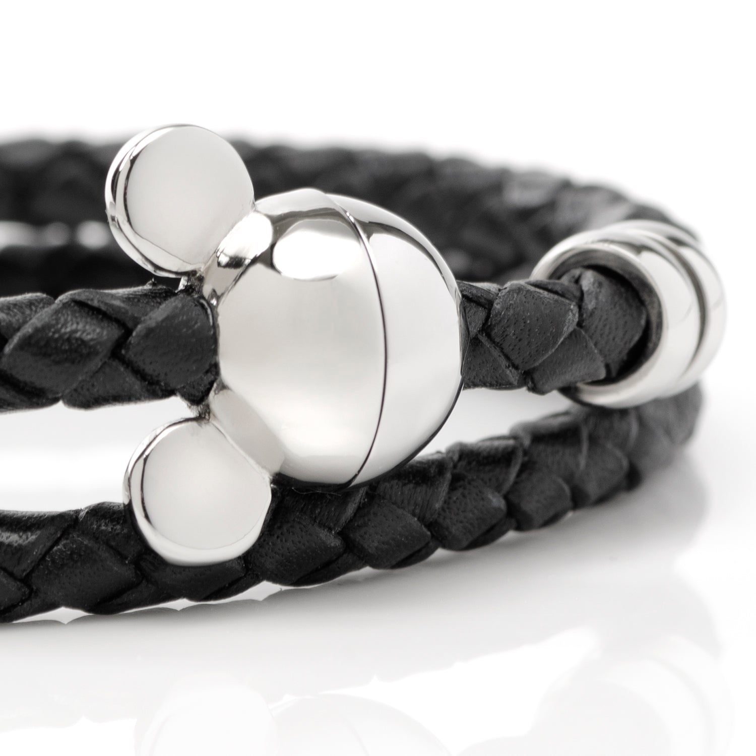Disney Mickey Silhouette Black Double Wrapped Leather Bracelet by Cufflinks.com