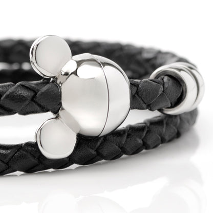 Disney Mickey Silhouette Black Double Wrapped Leather Bracelet by Cufflinks.com