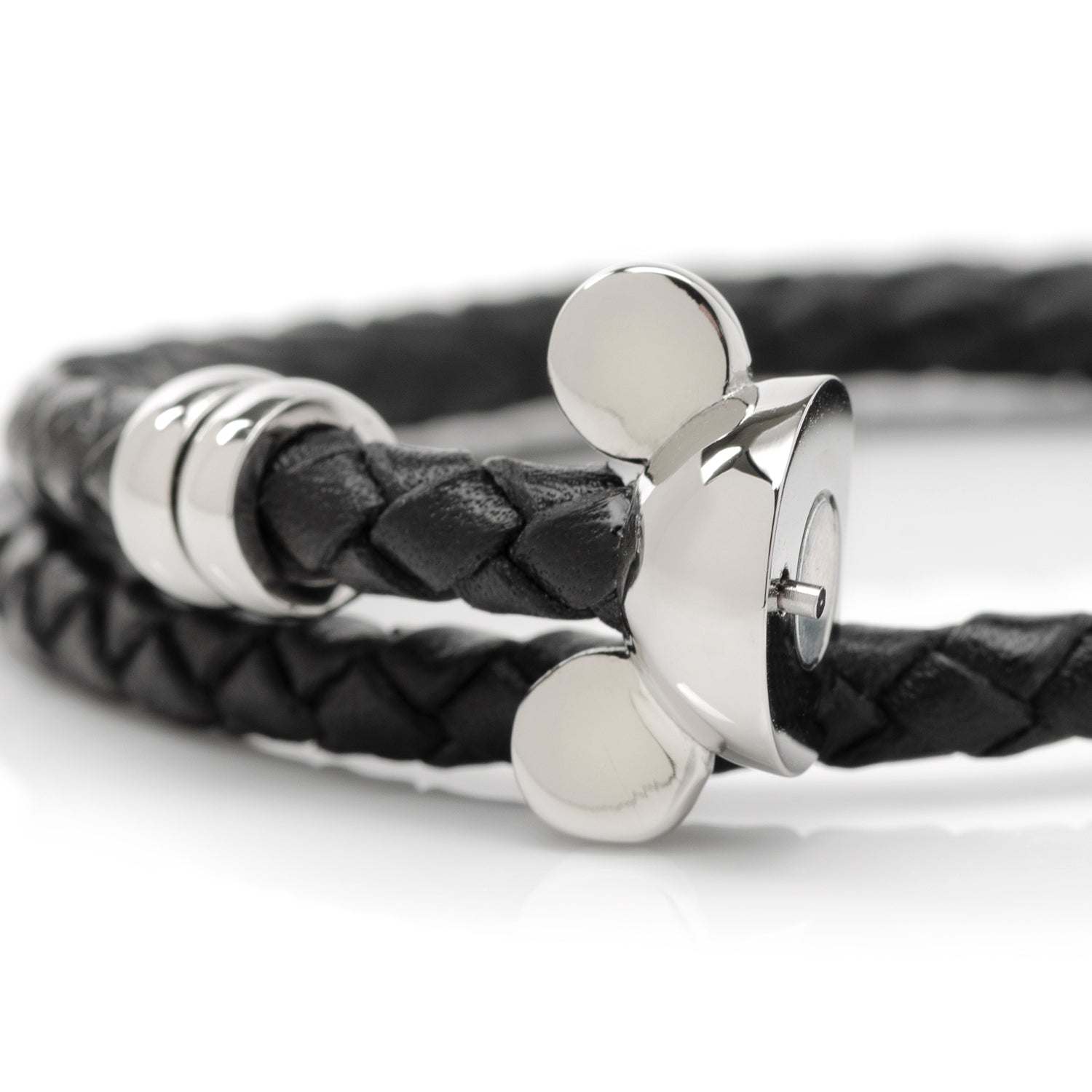 Disney Mickey Silhouette Black Double Wrapped Leather Bracelet by Cufflinks.com