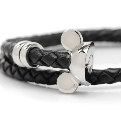 Disney Mickey Silhouette Black Double Wrapped Leather Bracelet by Cufflinks.com