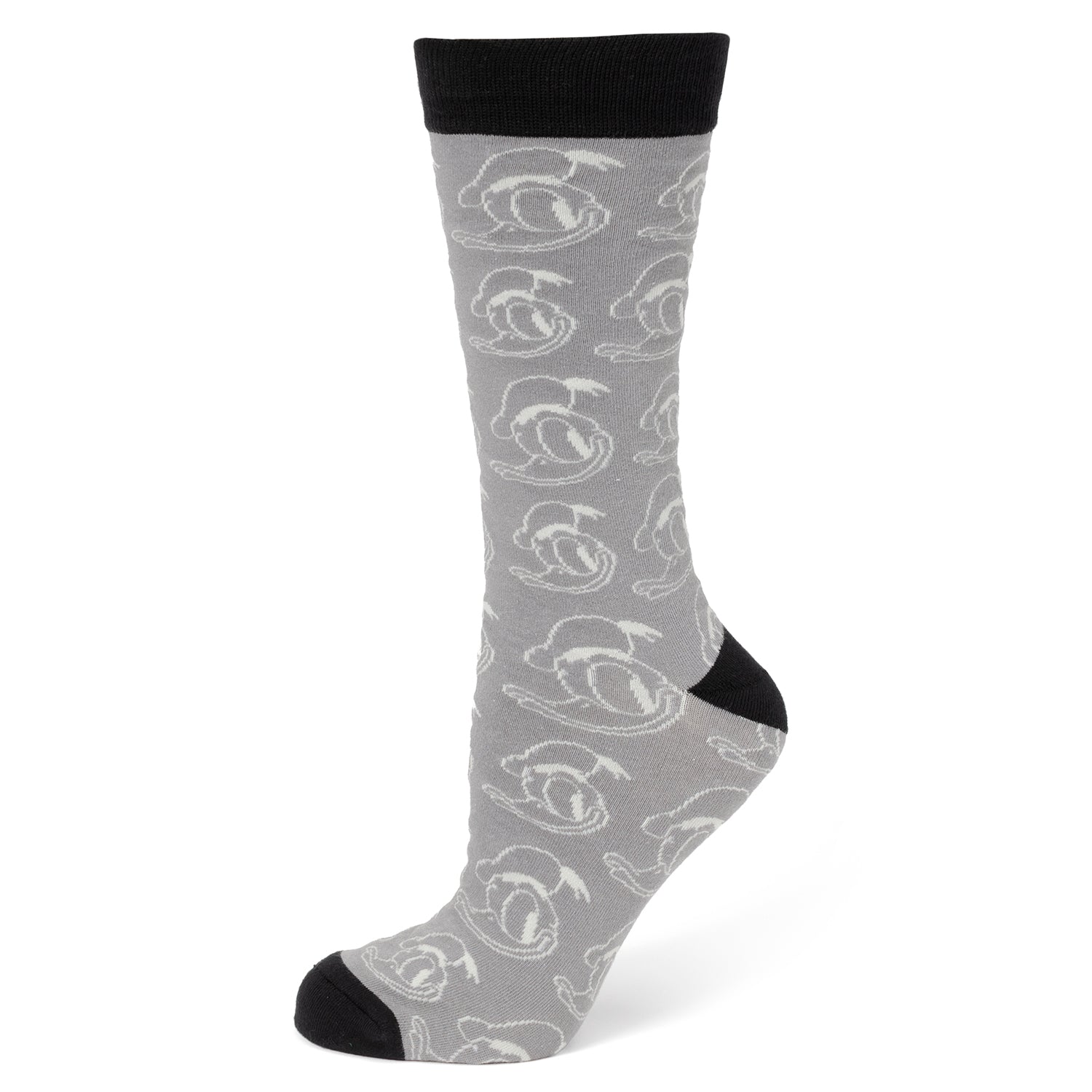 Disney Donald Duck Patterned Gray Socks and Mickey Mouse Blue Lapel Pin Gift Set by Cufflinks.com