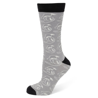 Disney Donald Duck Patterned Gray Socks and Mickey Mouse Blue Lapel Pin Gift Set by Cufflinks.com