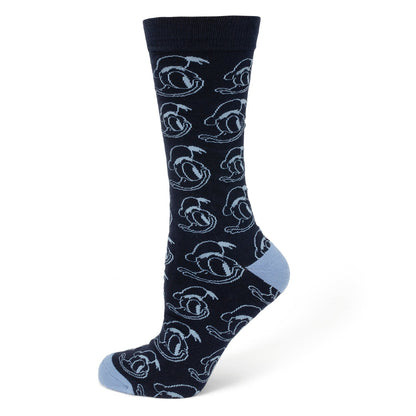 Disney Donald Duck Patterned Blue Socks and Mickey Mouse Blue Lapel Pin Gift Set by Cufflinks.com