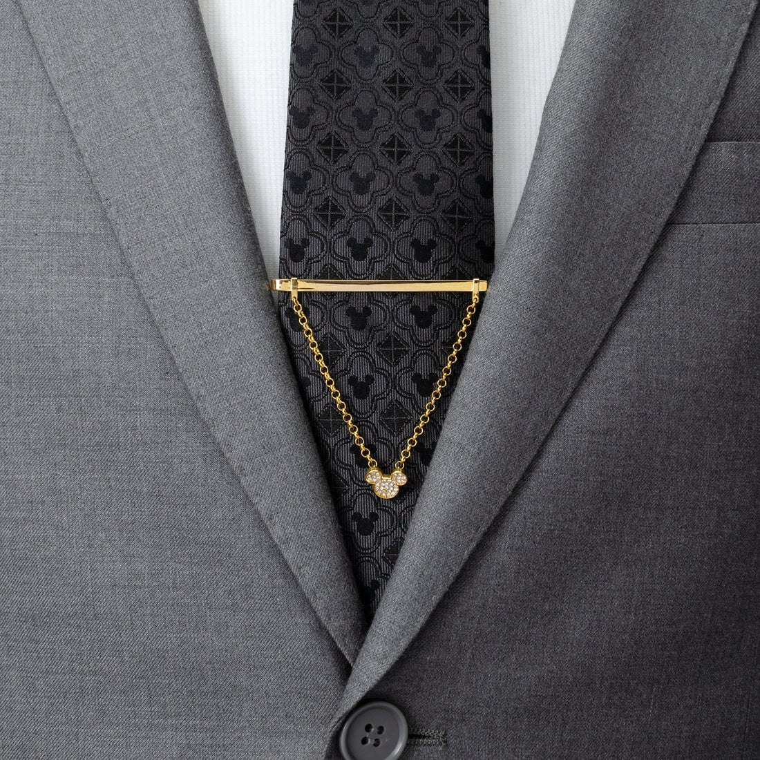 Disney Mickey Mouse Gold Crystal Chain Tie Bar by Cufflinks.com