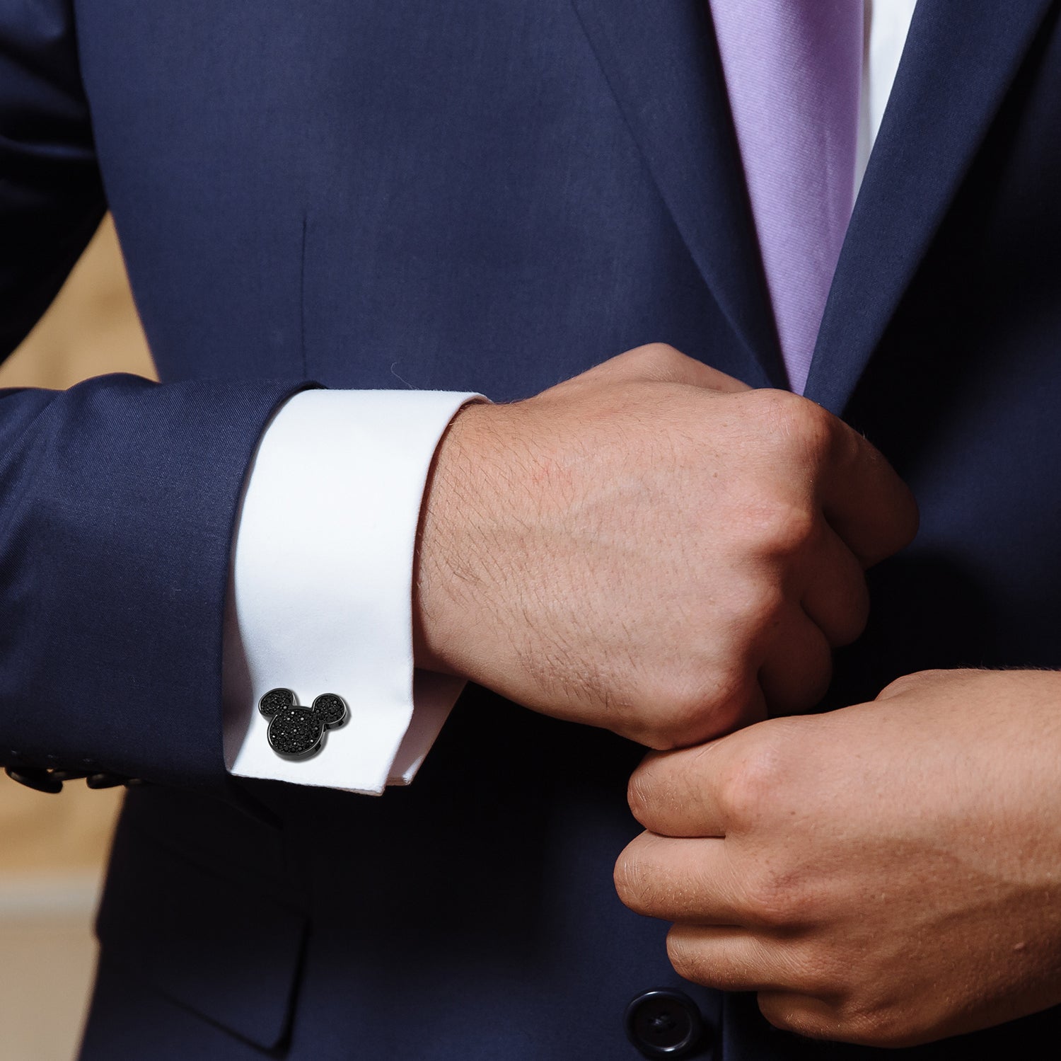 Disney Mickey Mouse Stainless Steel Black Pave Crystal Cufflinks by Cufflinks.com