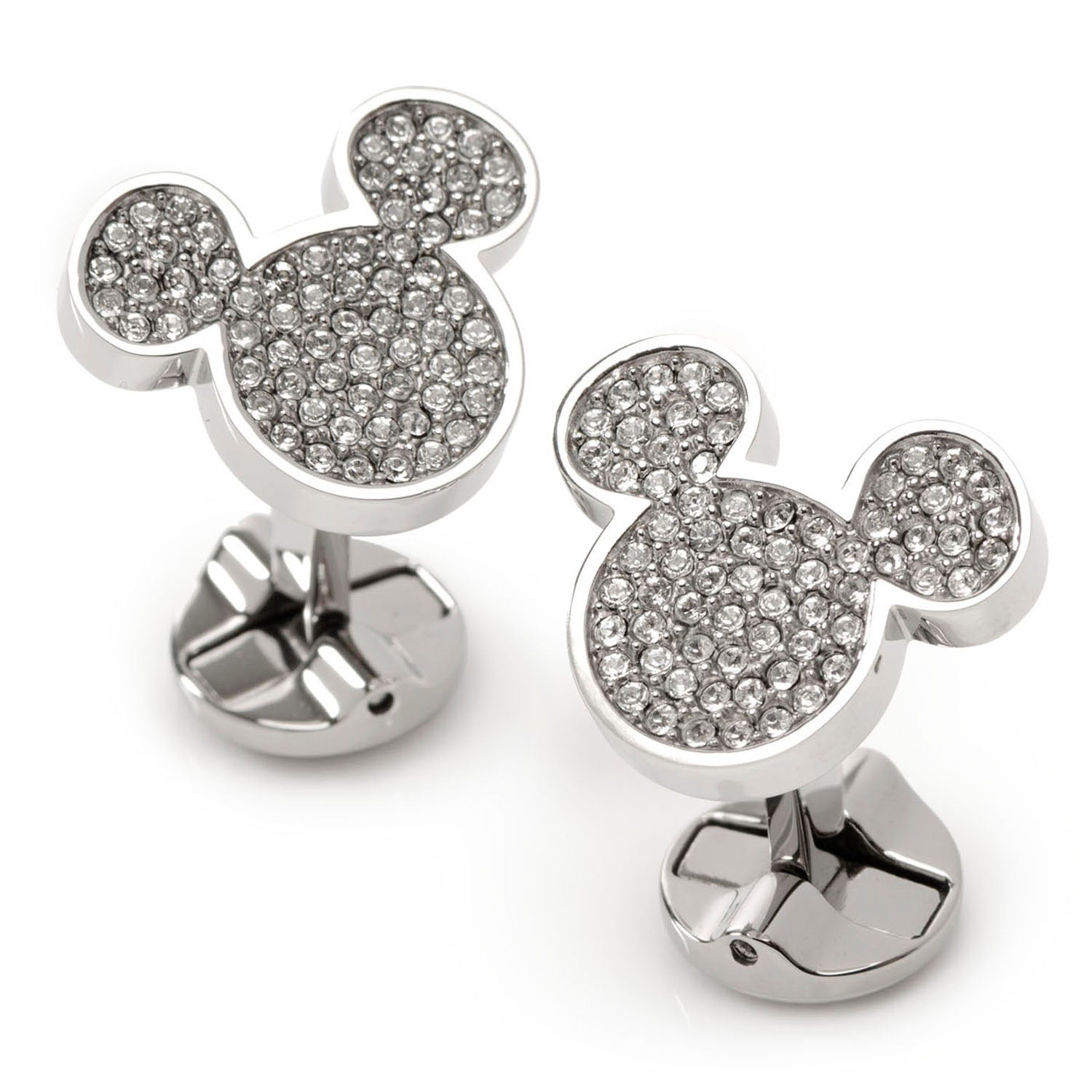 Disney Mickey Mouse Stainless Steel White Pave Crystal Cufflinks by Cufflinks.com