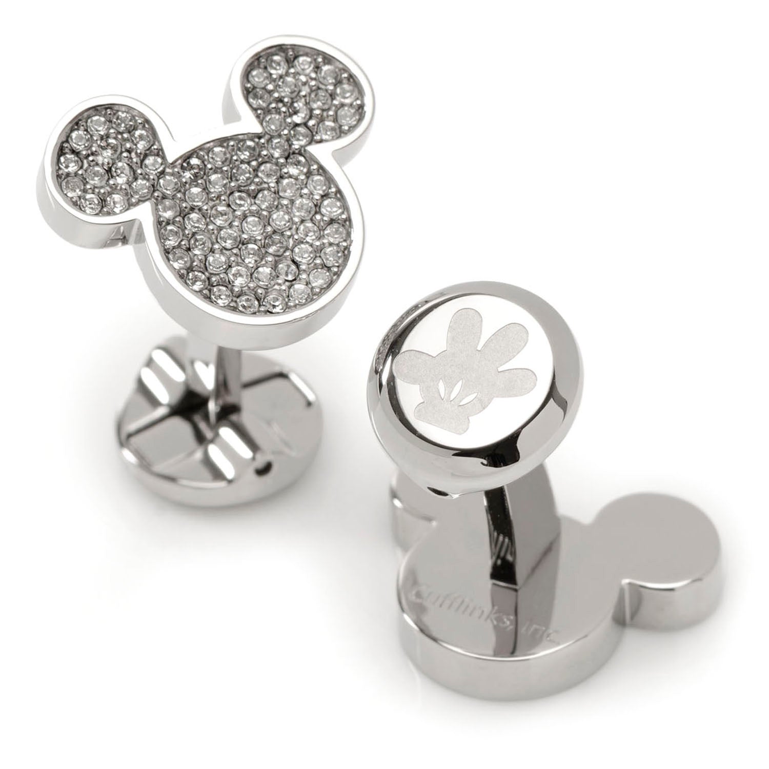 Disney Mickey Mouse Stainless Steel White Pave Crystal Cufflinks by Cufflinks.com