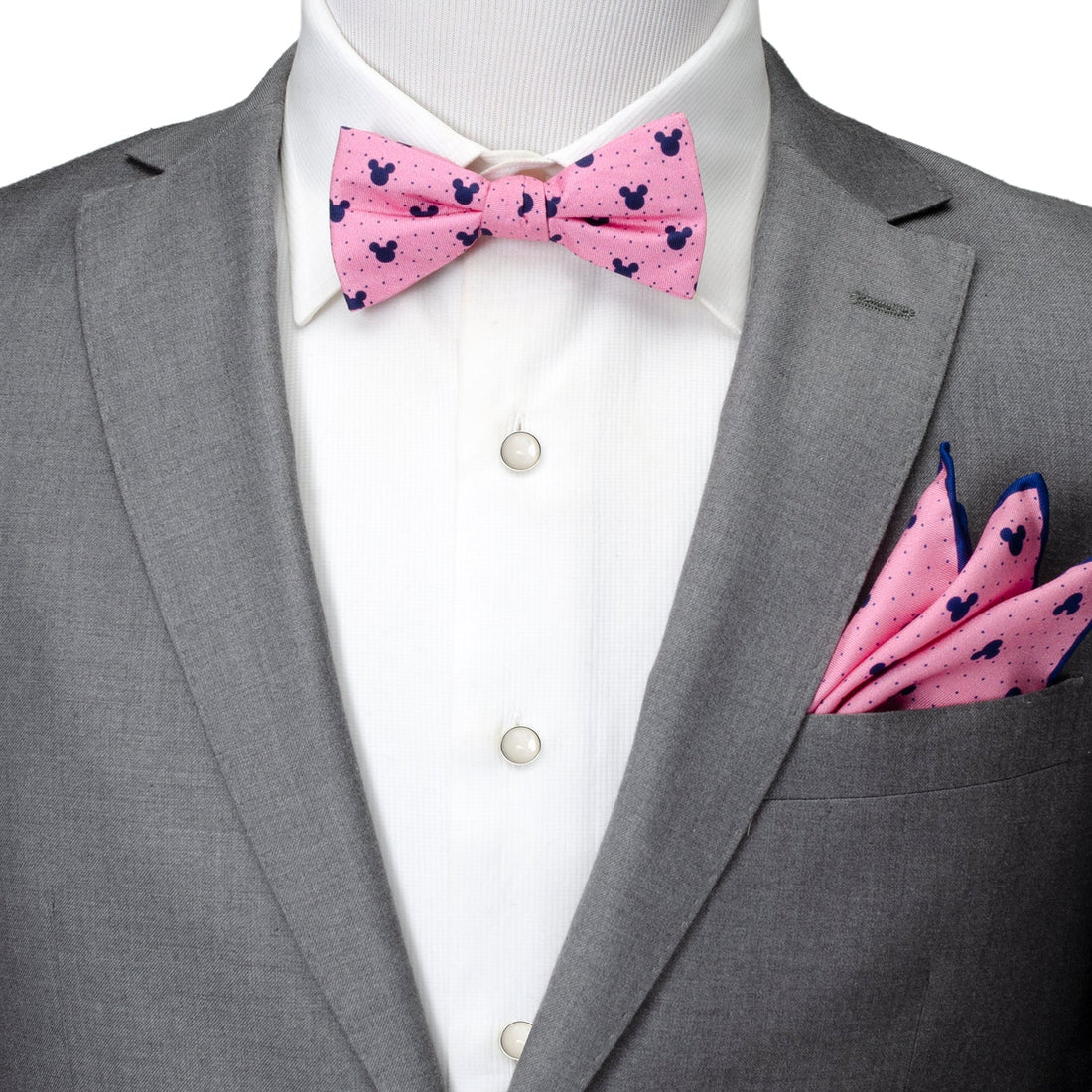 Disney Mickey Mouse Pink Dot Silhouette Pre-Tied Bow Tie by Cufflinks.com
