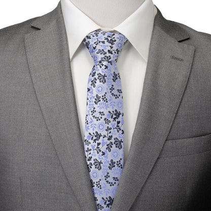 Disney Mickey Mouse Floral Silhouette Blue and White Tie by Cufflinks.com