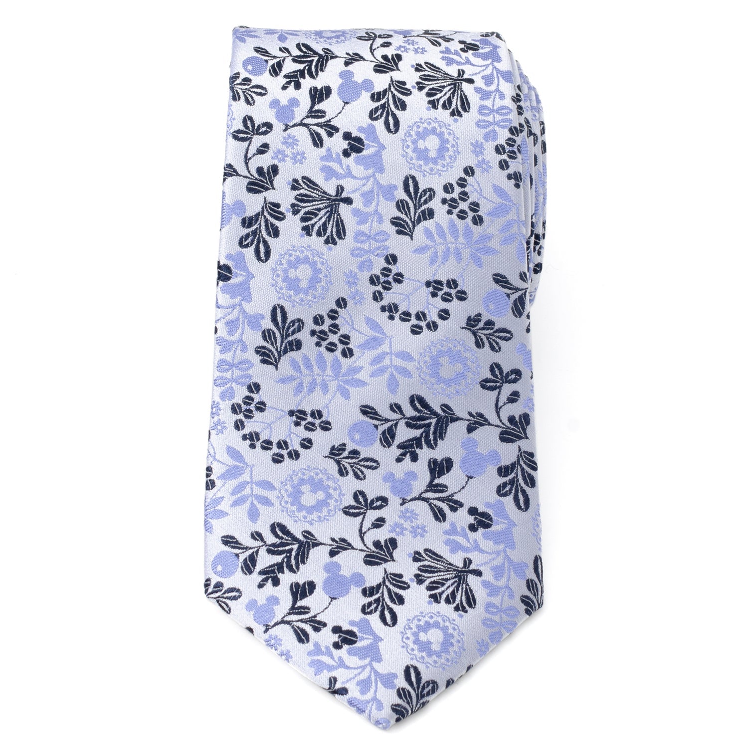 Disney Mickey Mouse Floral Silhouette Blue and White Tie by Cufflinks.com