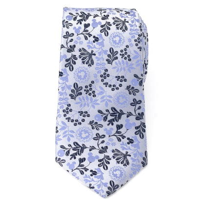 Disney Mickey Mouse Floral Silhouette Blue and White Tie by Cufflinks.com