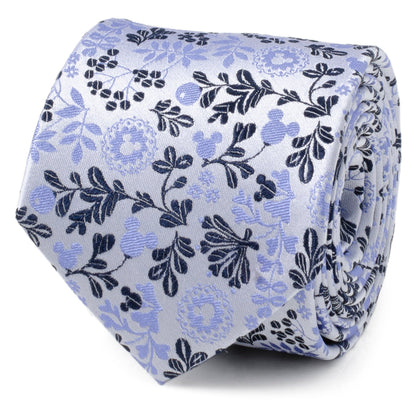 Disney Mickey Mouse Floral Silhouette Blue and White Tie by Cufflinks.com