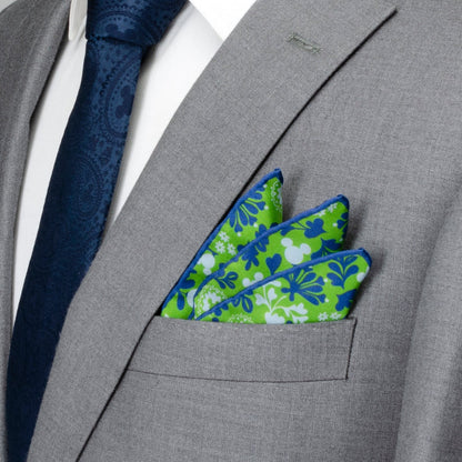 Disney Mickey Mouse Floral Green Pocket Square by Cufflinks.com