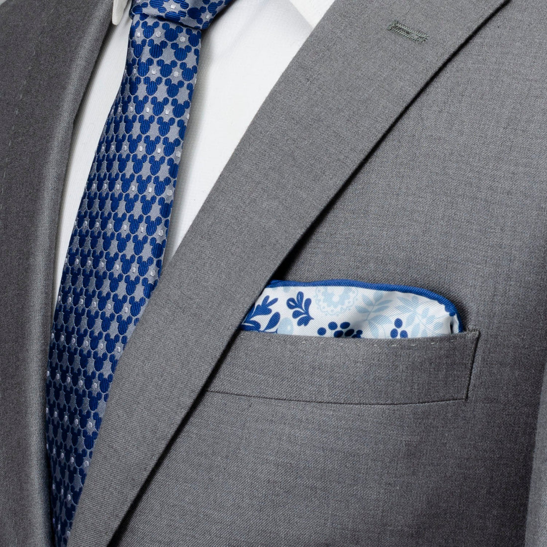 Disney Mickey Mouse Floral White Pocket Square by Cufflinks.com
