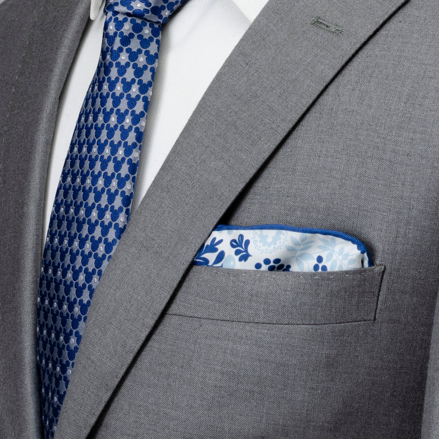Disney Mickey Mouse Floral White Pocket Square by Cufflinks.com
