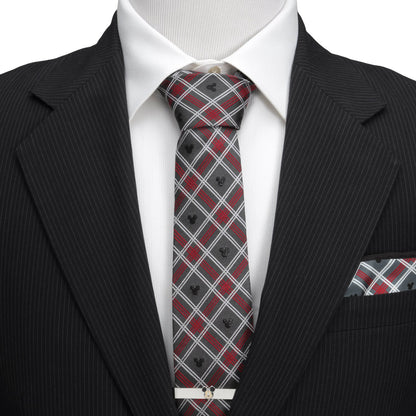 Disney Mickey Mouse Holiday Gray Plaid Silk Men&
