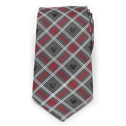 Disney Mickey Mouse Holiday Gray Plaid Silk Men&
