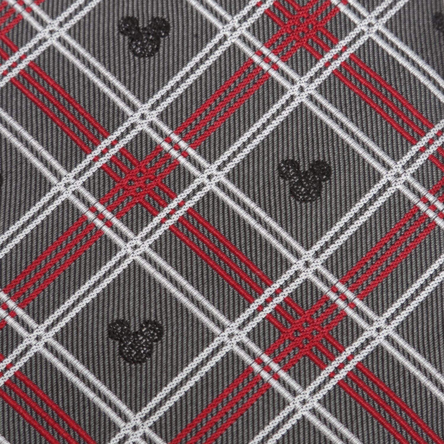 Disney Mickey Mouse Holiday Gray Plaid Silk Men&