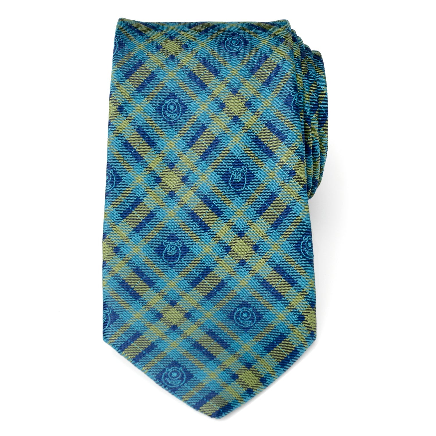 Disney Pixar Monsters Inc. Plaid Blue and Green Tie by Cufflinks.com