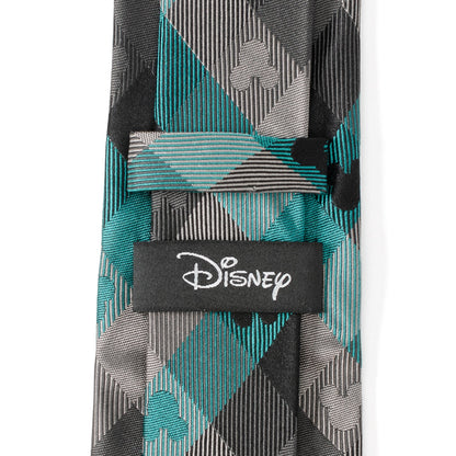 Disney Mickey Mouse Silhouette Teal Plaid Men&
