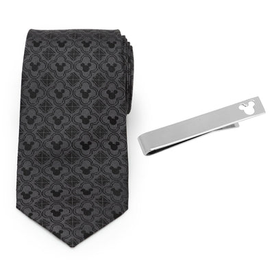 Disney Mickey Mouse Black Necktie and Tie Bar Gift Set