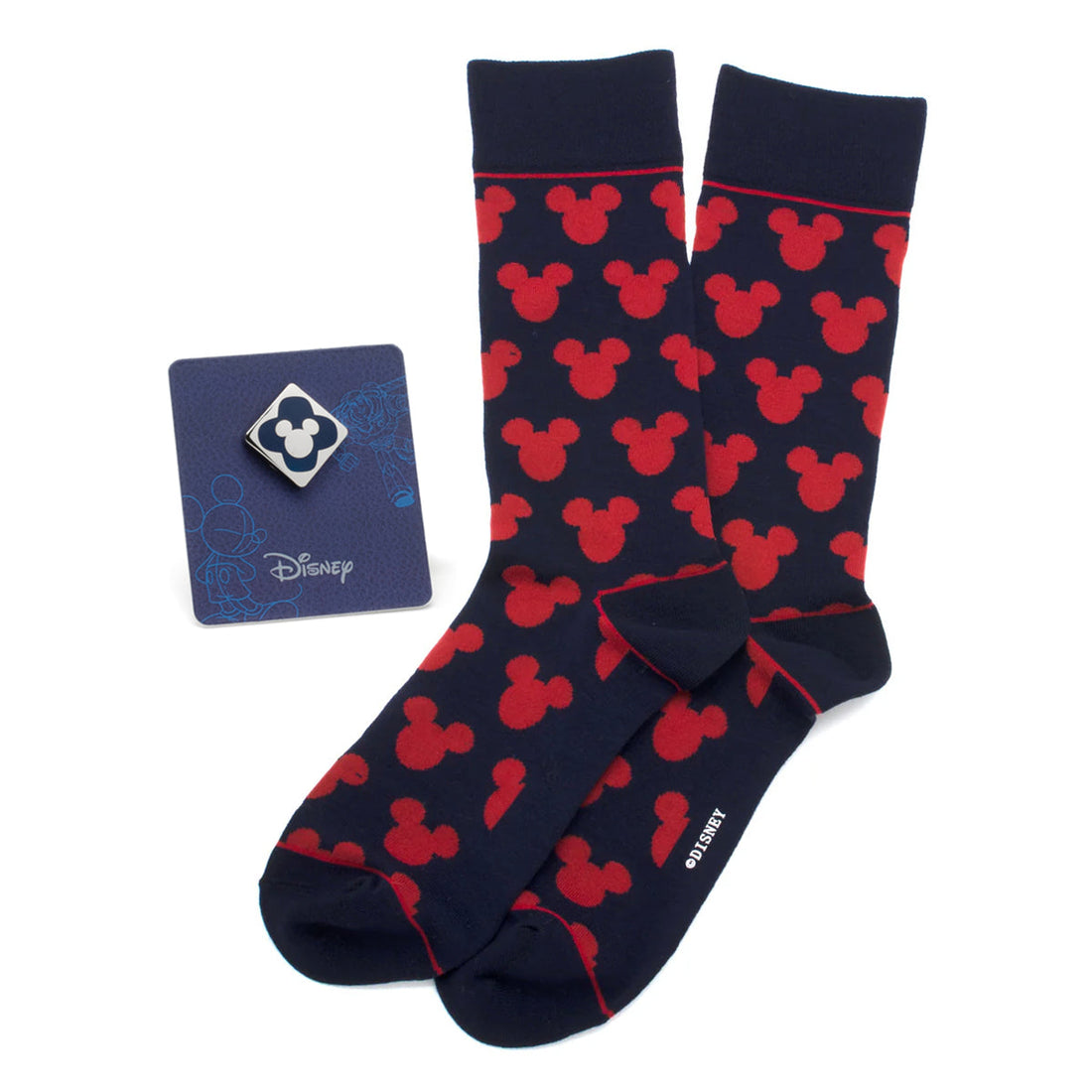 Disney Mickey Mouse Silhouette Blue Sock and Mickey Blue Lapel Pin Gift Set by Cufflinks.com