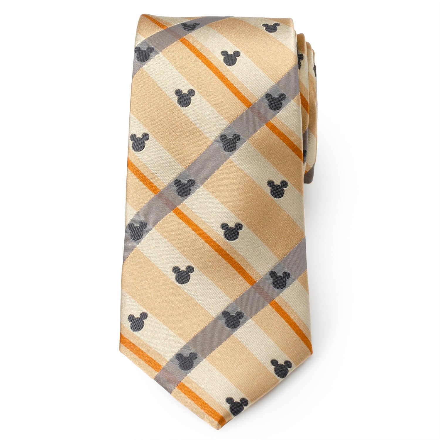 Disney Mickey Mouse Silhouette Tan Plaid Tie by Cufflinks.com