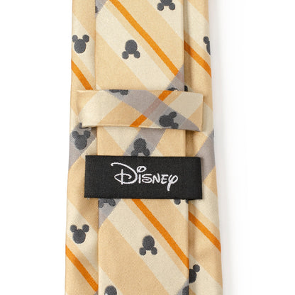 Disney Mickey Mouse Silhouette Tan Plaid Tie by Cufflinks.com