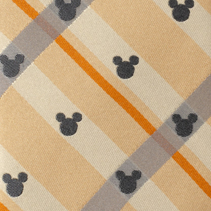 Disney Mickey Mouse Silhouette Tan Plaid Tie by Cufflinks.com